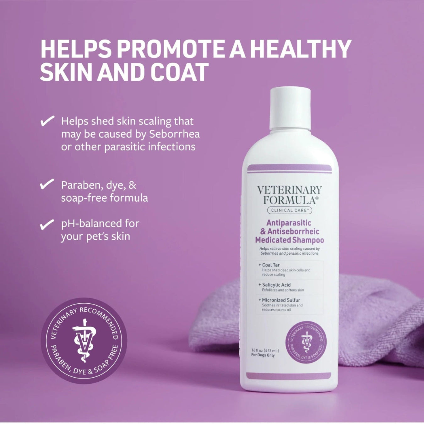 Clinical Care Antiparasitic & Antiseborrheic Shampoo for Dogs, 16 Oz